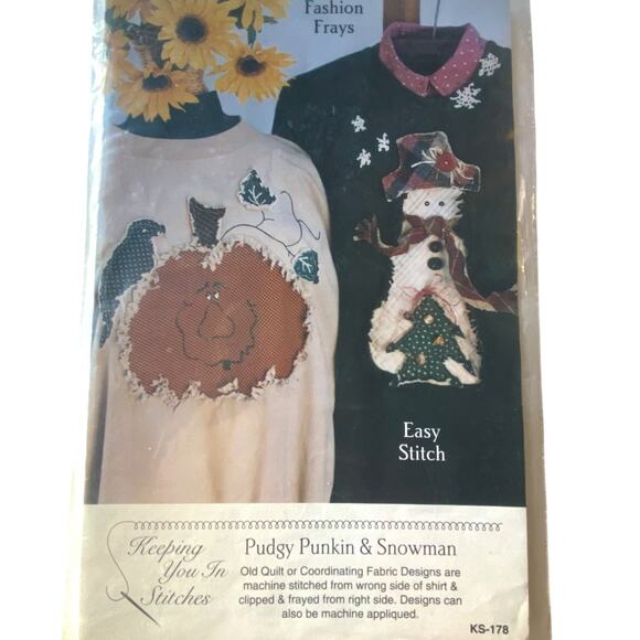 Keeping You In Stitches KS178 Pattern Pudgy Punkin and Snowman Shirt Vintage - Picture 2 of 6